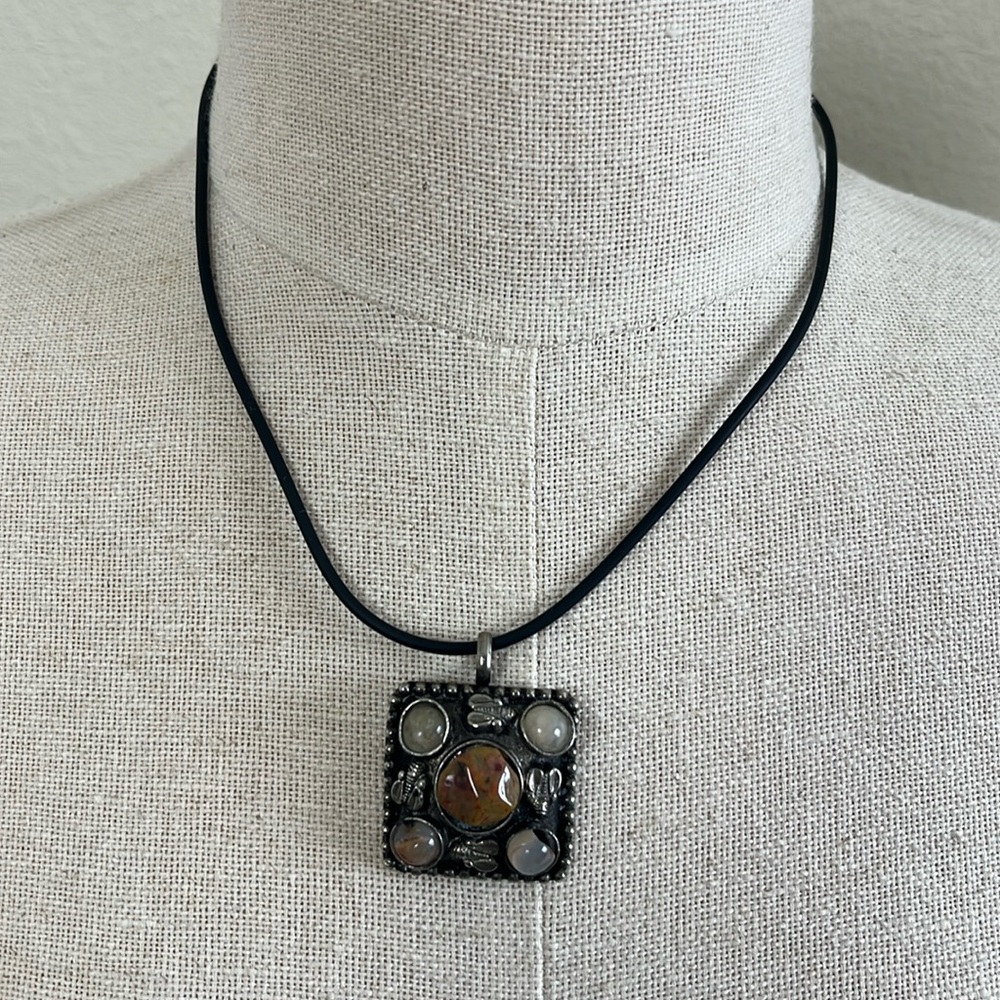 Minimalist, Silver, Black, Jasper and Agate Necklace